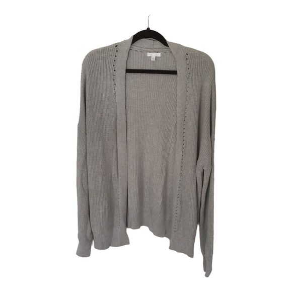 Abound Women’s Size L Gray Open Front Ribbed Knit Cardigan Sweater Long Sleeve - Picture 1 of 11